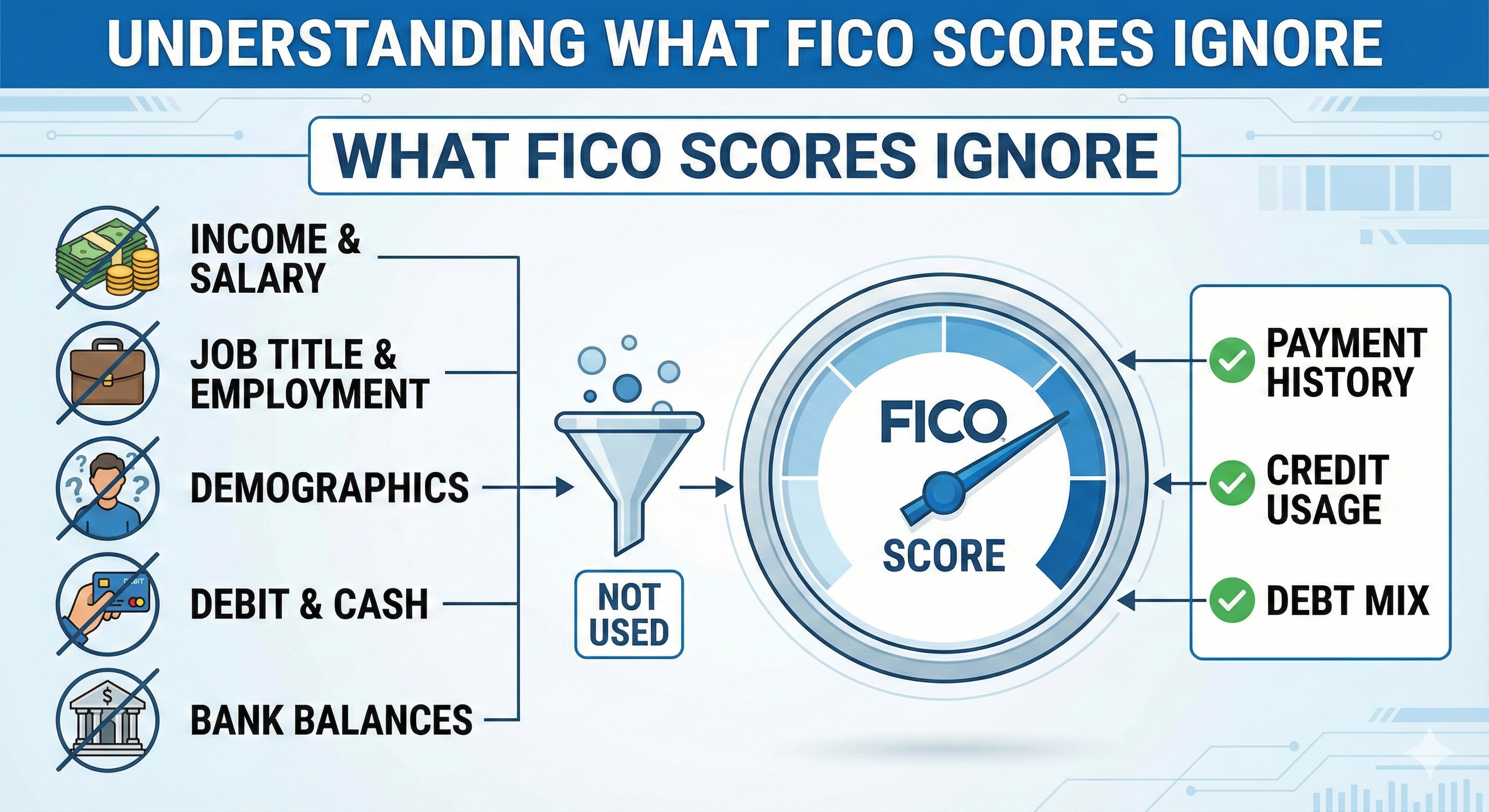 Understanding What FICO Scores Ignore(Income, Job & More)