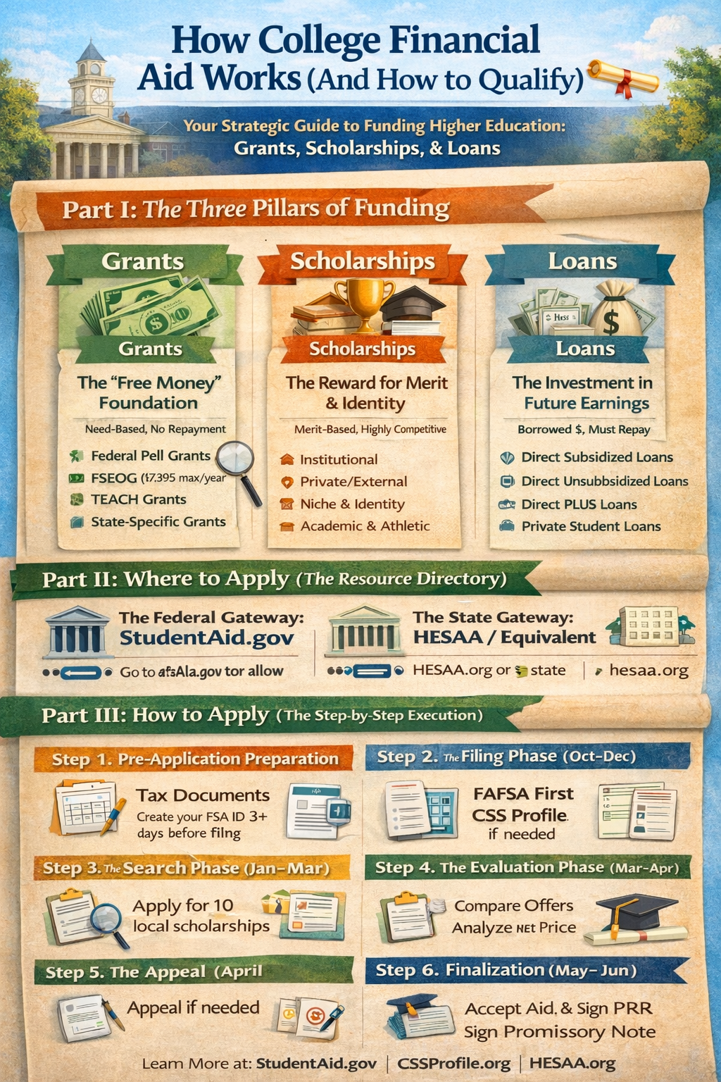 info graphics of how College Financial Aid Works and How to Qualify?