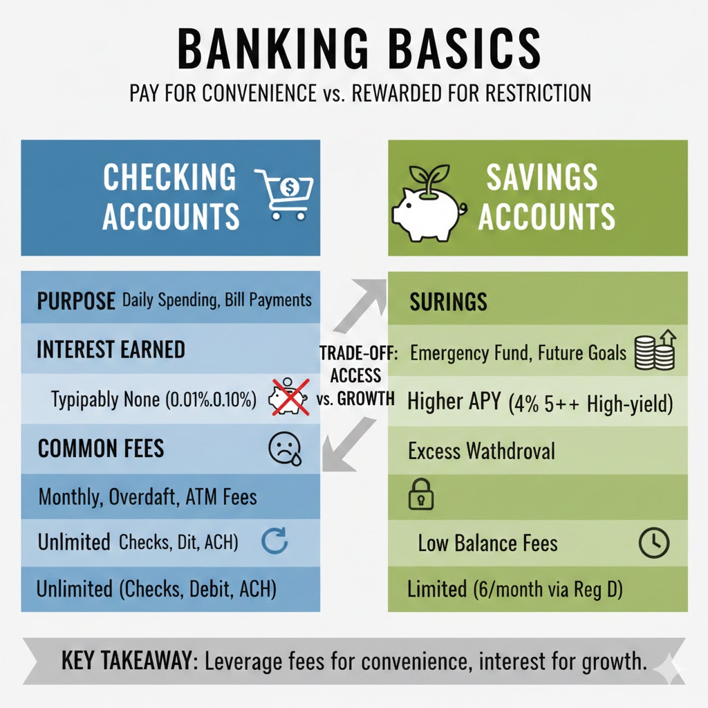 Checking vs Savings Account: Differences in Fees, Interest, and Balances