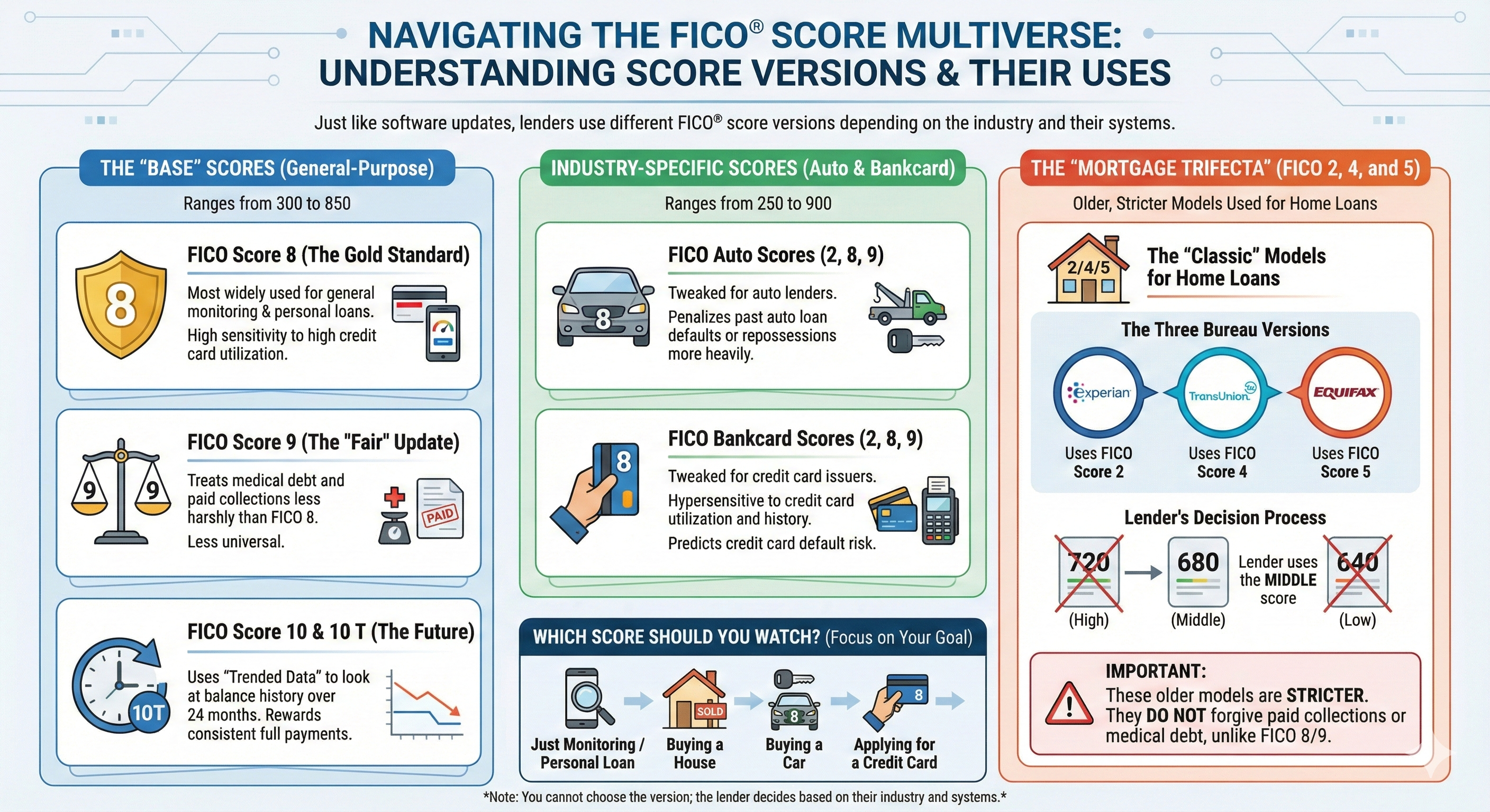 different FICO Score Versions for different purpose