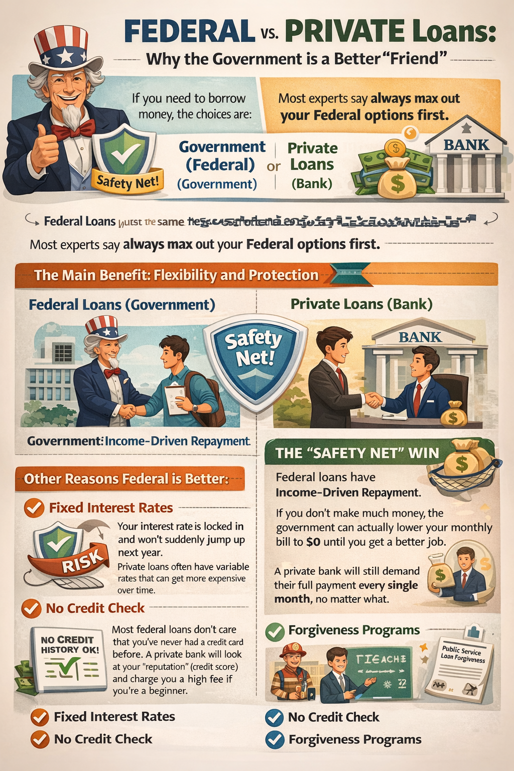 what is the main benefit of taking out a federal student loan instead of a private loan?