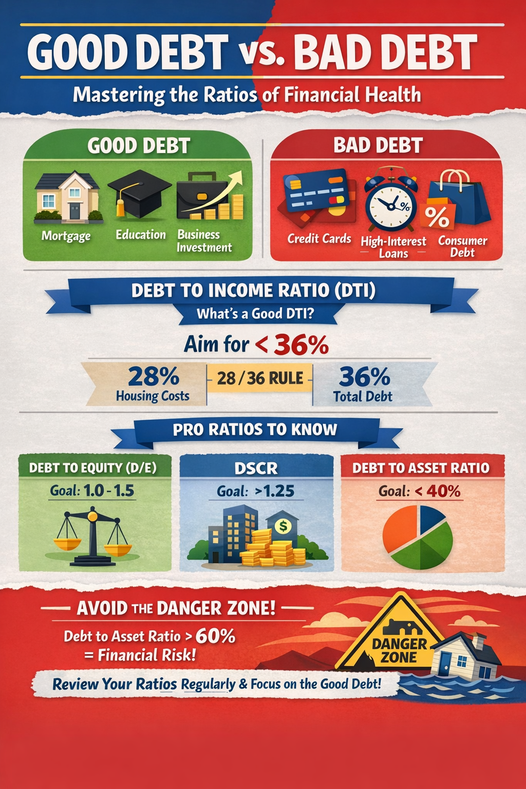 Good Debt vs. Bad Debt showcasing in image