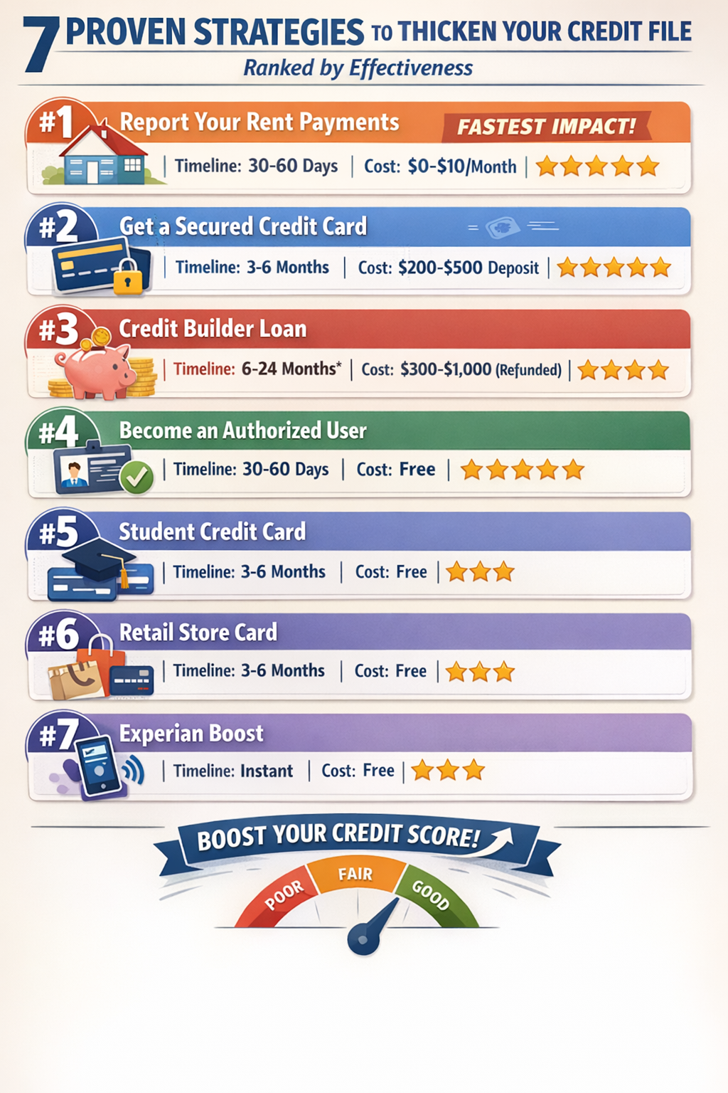 Graphics  7 Proven Strategies to Thicken Your Credit File (Ranked by Effectiveness), strategies to avoid  Thin Credit File